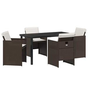 vidaXL Garten Essgruppe 5 pcs Braun Poly-Rattan