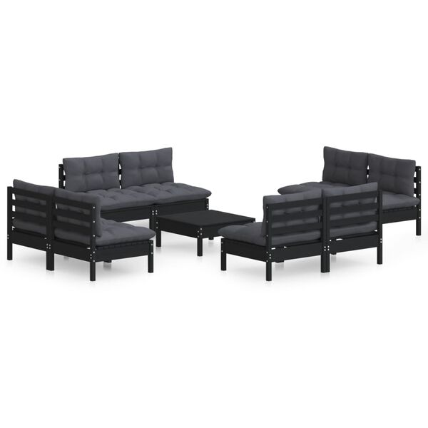 vidaXL 9-tlg. Garten-Lounge-Set mit Anthrazit Kissen Kiefernholz