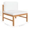 vidaXL 4-Sitzer-Gartensofa mit Creme Kissen Massivholz Teak
