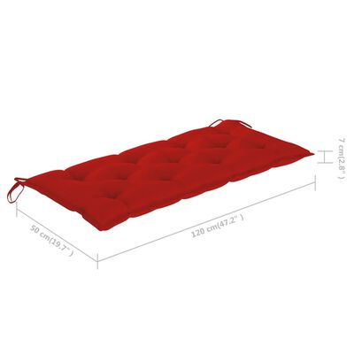 vidaXL Hollywoodschaukel mit Roter Auflage 120 cm Massivholz Teak