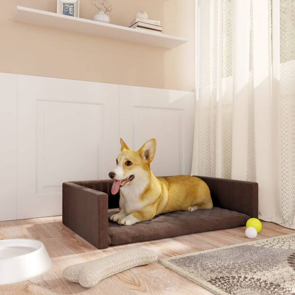 vidaXL Kofferraum-Hundebett Braun 70x45 cm Leinenoptik