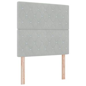 vidaXL LED Boxspringbett mit Matratze Hellgrau 90 x 200 cm Samt