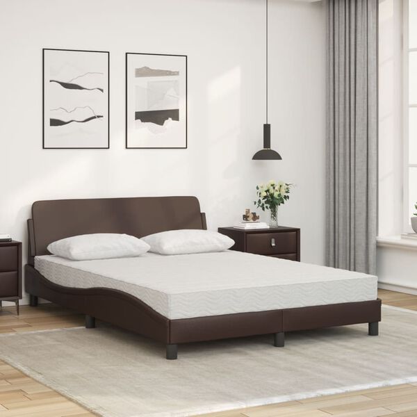 vidaXL Bett mit Matratze "Dover" Braun 120x200 cm Kunstleder