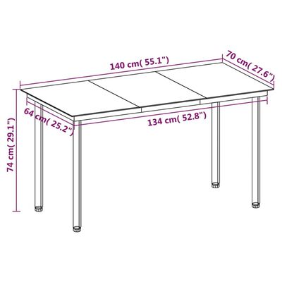 vidaXL 7-tlg. Garten-Essgruppe mit Auflagen Poly Rattan und Glas