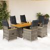 vidaXL 9-tlg. Garten-Essgruppe mit Kissen Grau Poly Rattan