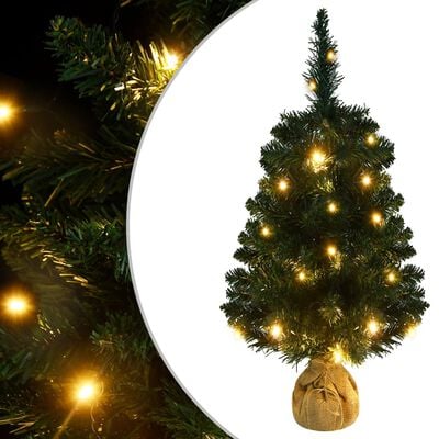 vidaXL Künstlicher Weihnachtsbaum mit Beleuchtung & Ständer Grün 90 cm