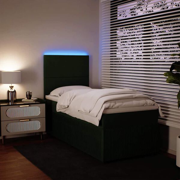 vidaXL Boxspringbett mit Matratze Dunkelgr&uuml;n 90x200 cm Samt