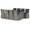 vidaXL 9-tlg. Garten-Essgruppe mit Kissen Poly Rattan Grau