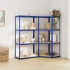 vidaXL Regale mit 4 B&ouml;den 2 Stk. Blau Stahl & Holzwerkstoff