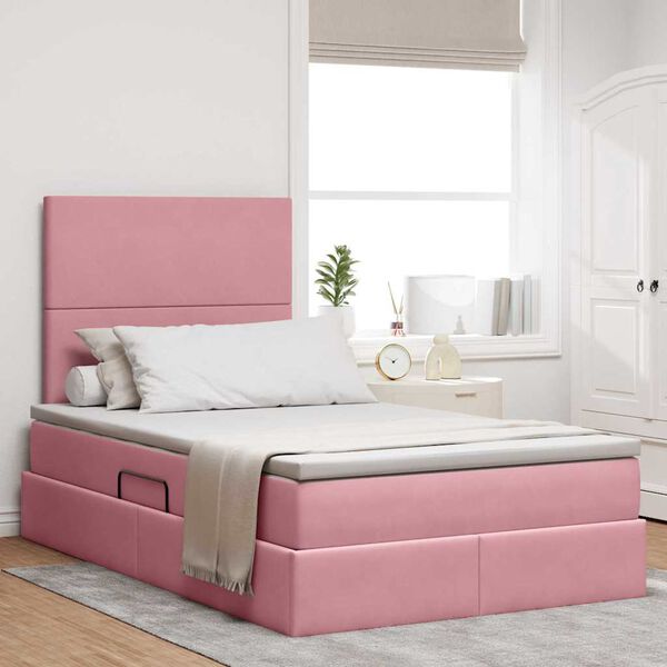vidaXL Aufbewahrungsbett mit Matratze Rosa 120 x 200 cm Samt