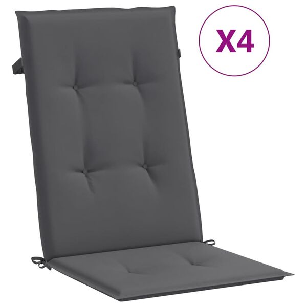vidaXL Gartenstuhlauflagen f&uuml;r Hochlehner 4 Stk. Anthrazit 120x50x3 cm