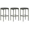vidaXL Barhocker mit Kissen 3 Stk. Grau Poly Rattan