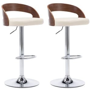 vidaXL Barhocker 2 Stk. Cremewei&szlig; Kunstleder und Bugholz