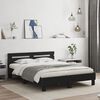 vidaXL Bettgestell mit Kopfteil LED-Beleuchtung Schwarz 140x190 cm