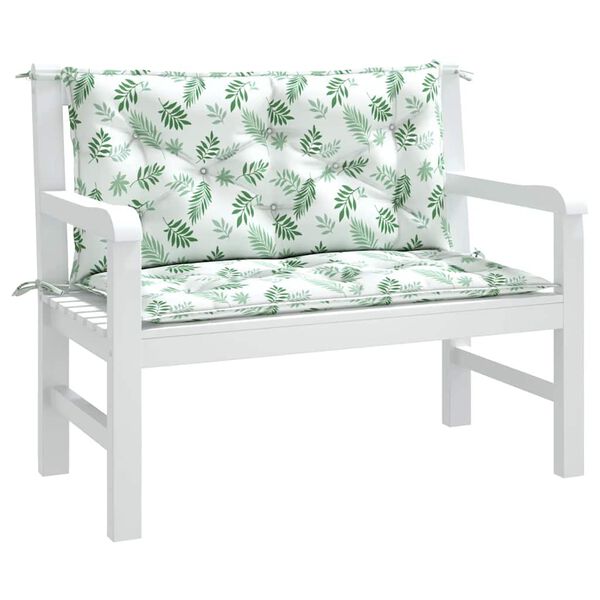 vidaXL Gartenbank-Auflagen 2 Stk. Blattmuster 100x50x7 cm Stoff