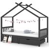 vidaXL Kinderbett mit Schubladen Dunkelgrau Massivholz Kiefer 90x200cm