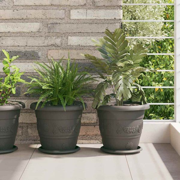 vidaXL Runde Blumenplatte 6 pcs Schwarz &Oslash; 19 x 2 cm Kunststoff