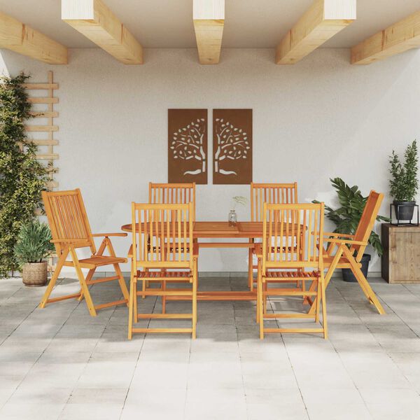 vidaXL Garten Essgruppe 7 pcs Braun Massivholz Akazie