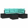 vidaXL Gartensofa-set mit Speicher Schwarz und T&uuml;rkis Poly-Rattan