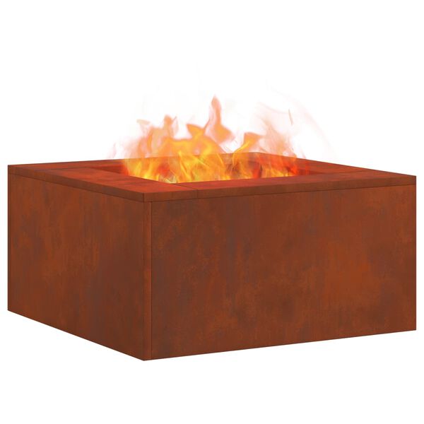 vidaXL Feuerstelle Braun 60 x 60 x 30 cm Wetterfeststahl