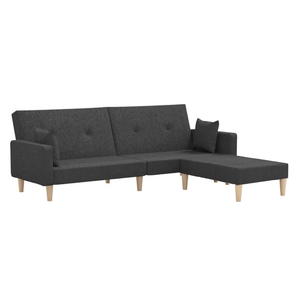 vidaXL Schlafsofa 2-Sitzer mit Fu&szlig;hocker Dunkelgrau Stoff