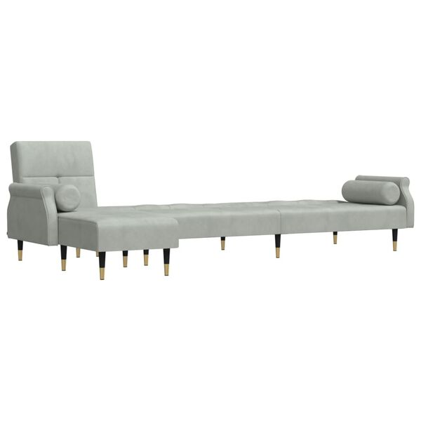 vidaXL Schlafsofa in L-Form Hellgrau 271x140x70 cm Samt