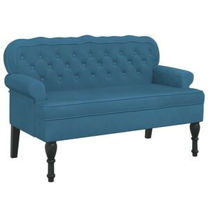 vidaXL Sitzbank mit R&uuml;ckenlehne Blau 119,5x64,5x75 cm Samt