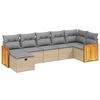 vidaXL 7-tlg. Garten-Sofagarnitur mit Kissen Beige-Mix Poly Rattan