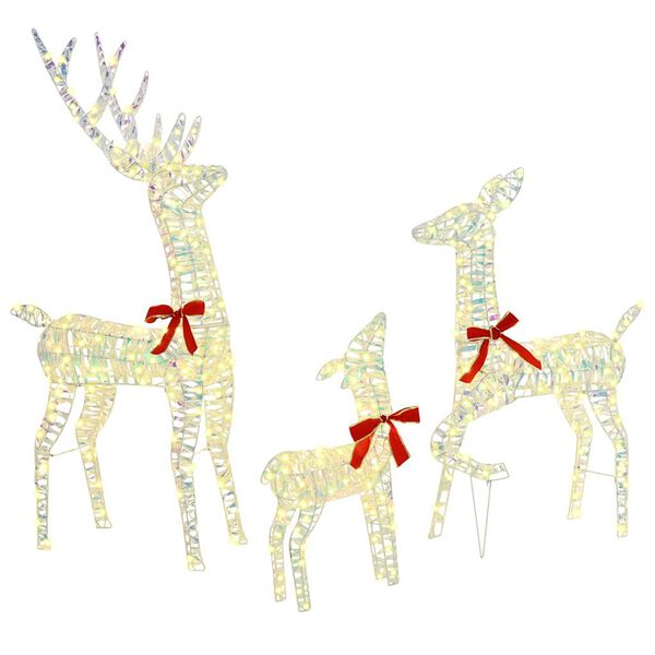 vidaXL Rentierfamilie mit 300 LEDs 3 pcs Warmwei&szlig; 67 x 26 x 127 cm PET