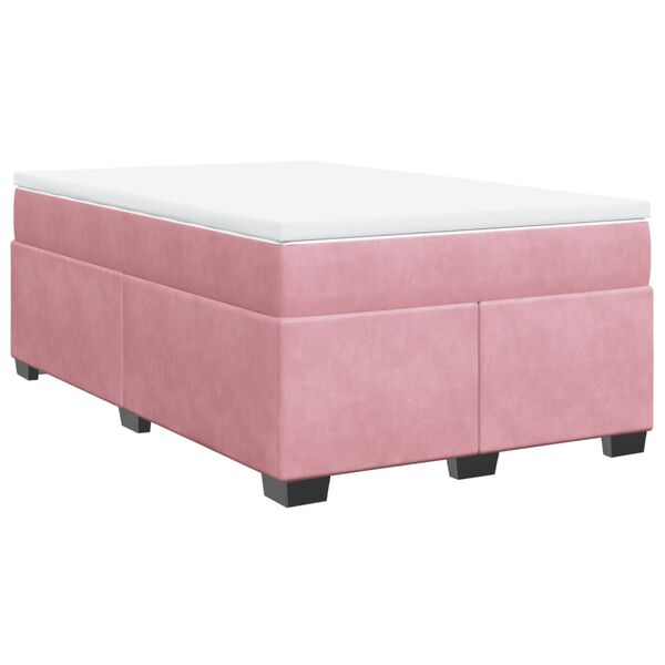 vidaXL Boxspringbett mit Matratze Rosa 120x200 cm Samt