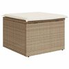vidaXL Gartenhocker mit Kissen Beige 55x55x37 cm Poly Rattan