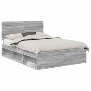 vidaXL Bettrahmen Graues Sonoma 140 x 190 cm Massives Kiefernholz