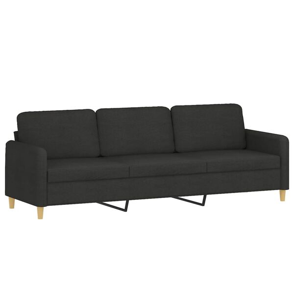 vidaXL 3-Sitzer-Sofa mit Kissen Schwarz 210 cm Stoff