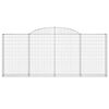 vidaXL Gabionen mit Hochbogen 15 Stk 300x30x120/140cm Verzinktes Eisen
