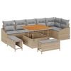 vidaXL Gartensofa-set 9 stk. Beige Poly-Rattan