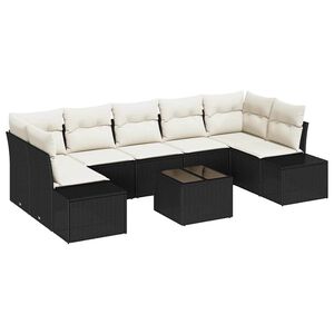 vidaXL Gartensofa-set mit Kissen 8 pcs Schwarz und Creme Poly-Rattan