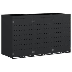 vidaXL Wagenm&uuml;llbeh&auml;lter f&uuml;r 3 Beh&auml;lter Schwarz 204 x 77,5 x 121,5 cm