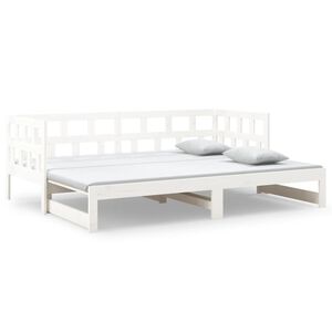 vidaXL Tagesbett Ausziehbar Wei&szlig; Massivholz Kiefer 2x(90x200) cm