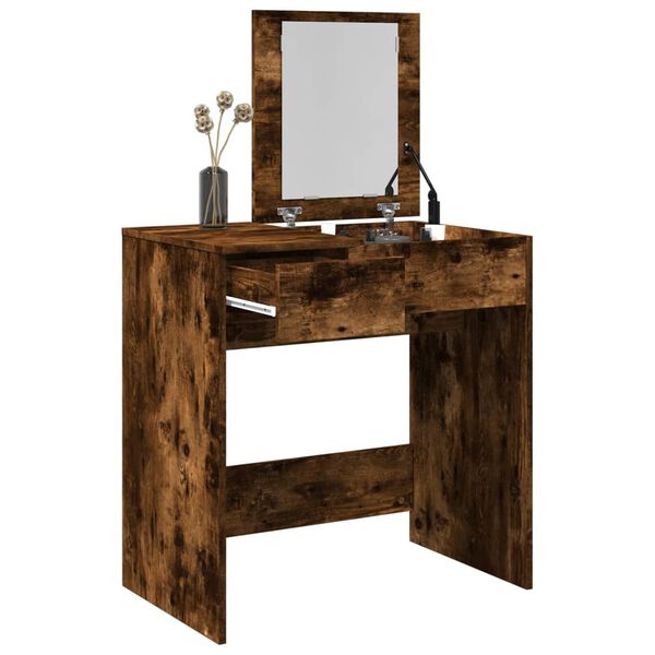 vidaXL Schminktisch mit Spiegel R&auml;uchereiche 73x46,5x120 cm
