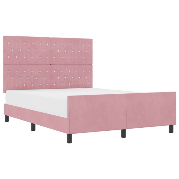 vidaXL Boxspringbett mit Kopfteil Rosa 140 x 190 cm Samt