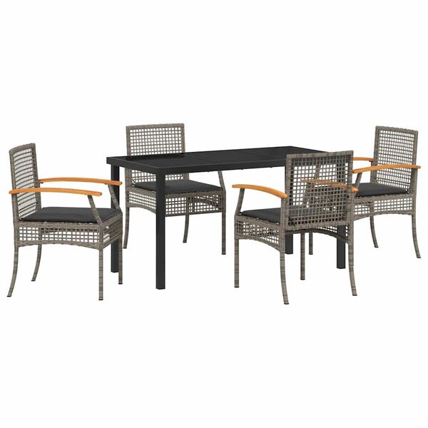 vidaXL Garten Essgruppe 5 pcs Grau Poly-Rattan