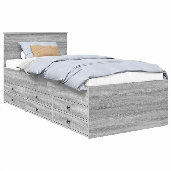 vidaXL Tagesbett Grau Sonoma und Schwarz 100 x 200 cm Holzwerkstoff
