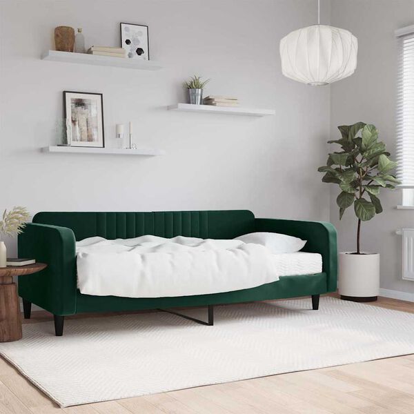 vidaXL Tagesbett mit Matratze Dunkelgr&uuml;n 100x200 cm Samt