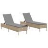 vidaXL 3-tlg. Sonnenliegen-Set mit Auflage Beige Poly Rattan