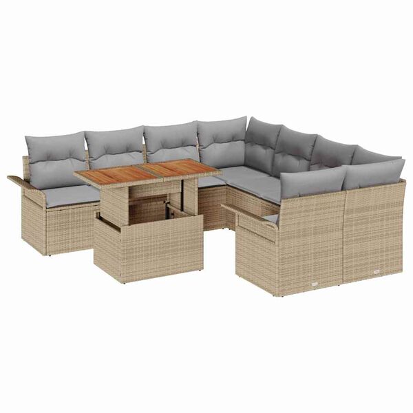 vidaXL Garten-Sofa-Set mit Kissen Beige und Hellgrau