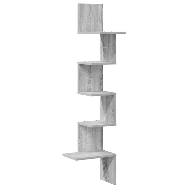 vidaXL Wand-Eckregal Grau Sonoma 32x32x127,5 cm Holzwerkstoff