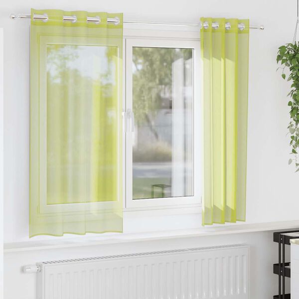 vidaXL Voile Vorh&auml;nge mit &Ouml;sen 2 Stk. Apfelgr&uuml;n 140x140 cm