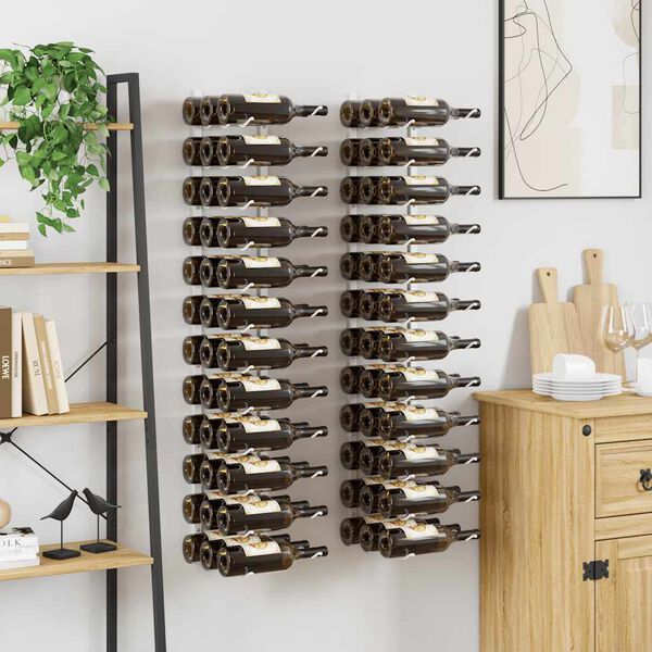 vidaXL Wand-Weinregal f&uuml;r 36 Flaschen 2 Stk. Wei&szlig; Eisen