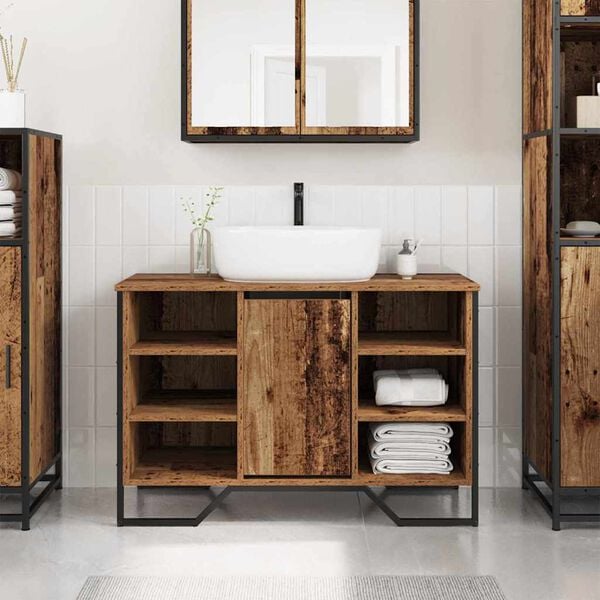 vidaXL Waschbeckenschrank Altholz 91 x 35 x 60 cm Holzwerkstoff