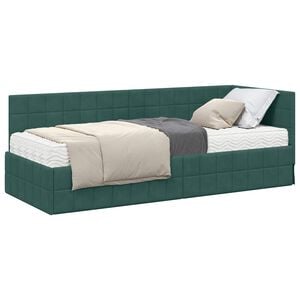 vidaXL Eckbettgestell mit Matratze 2 stk. Dunkelgr&uuml;n 80 x 200 cm Samt